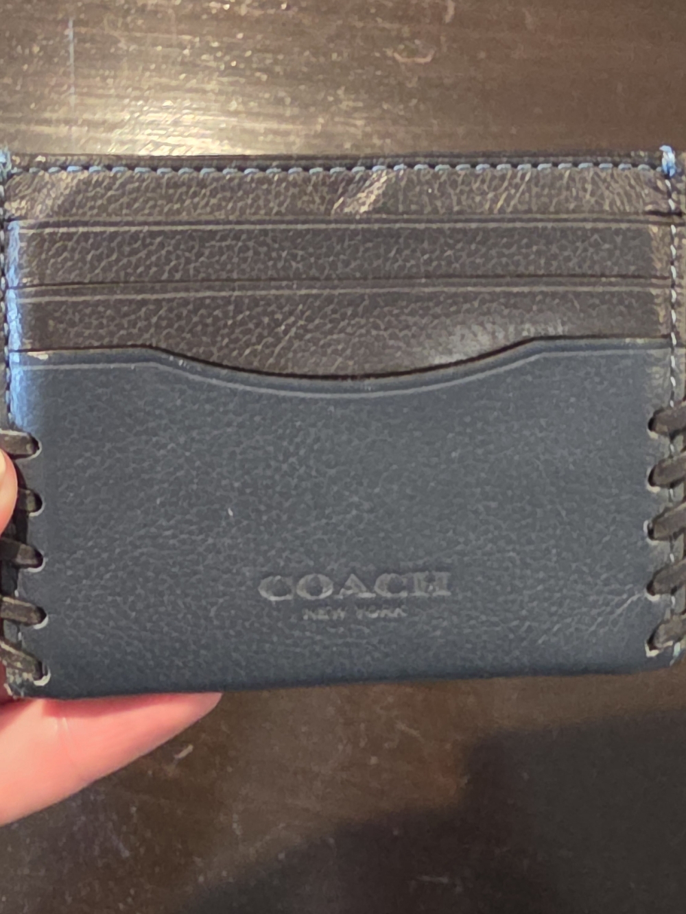 Coach Black and Navy Leather Card Holder